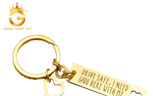 móc khóa, quà tặng cá nhân hóa, mạ vàng 24k, phụ kiện ô tô, móc khóa cao cấp, đồng vàng, King Gold Art, khắc thông điệp yêu thương