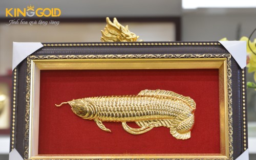 Tranh Cá Rồng Phong Thủy Dát Vàng Tài Lộc