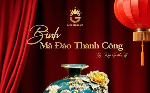 Bình gốm dát vàng Mã Đáo Thành Công – Quà tặng vàng Trung Thu doanh nghiệp cao cấp