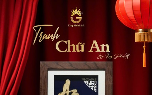 Tranh Vàng Chữ An Hoa Sen – Quà Tặng Trung Thu Ý Nghĩa