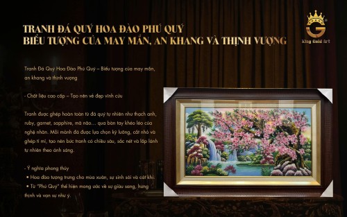 Tranh Đá Quý Hoa Đào Phú Quý – May Mắn, Thịnh Vượng