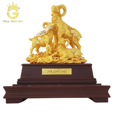 Tượng tam dương khai thái mạ vàng 24k