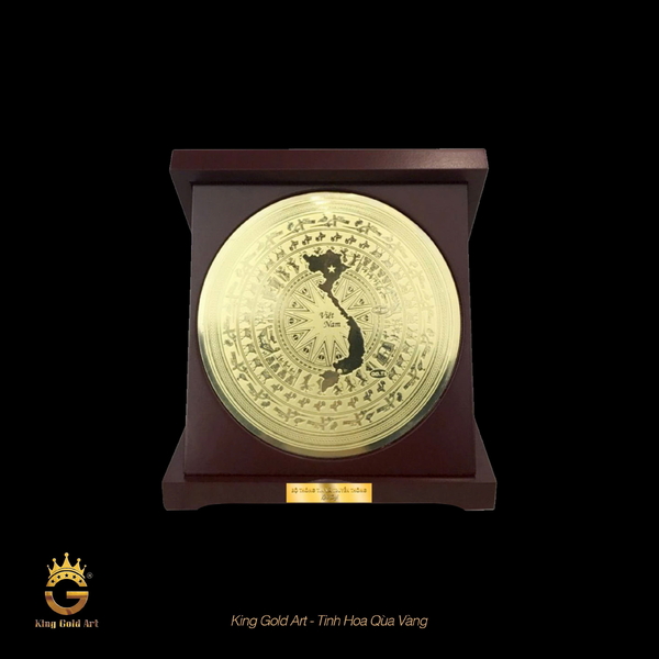 Biểu trưng mặt trống đồng mạ vàng 24k - Bản đồ Việt Nam mẫu 2
