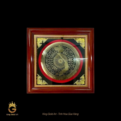 Tranh mặt trống đồng mạ vàng - Bản đồ Việt Nam mẫu 4