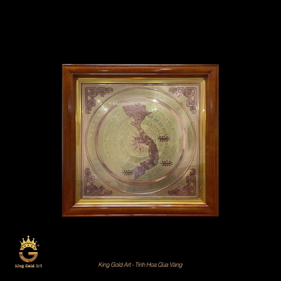 Tranh mặt trống đồng mạ vàng  - Bản đồ Việt Nam mẫu 2