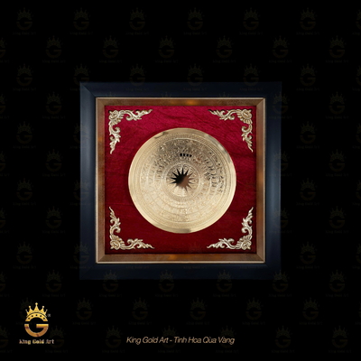 Tranh mặt trống đồng dát vàng mẫu 3