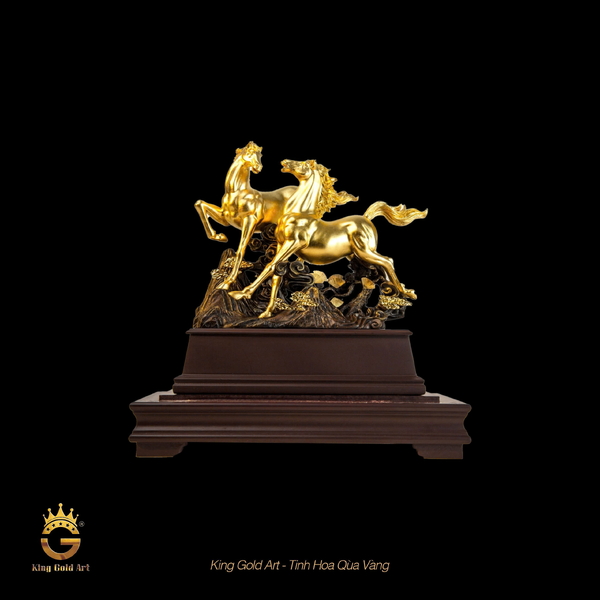 Tượng Song Mã Phát Lộc Mạ Vàng 24k