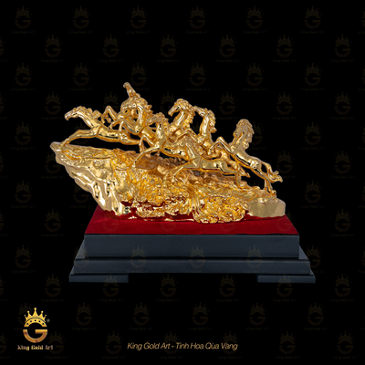 Tượng Ngựa vàng 24k "Bát Mã Truy Phong" cao cấp