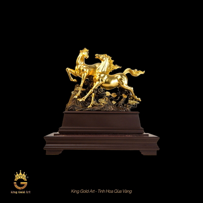 Tượng Song Mã Phát Lộc Mạ Vàng 24k