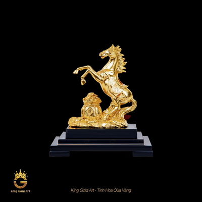 Quà tặng tượng ngựa phi nước đại mạ vàng 24k