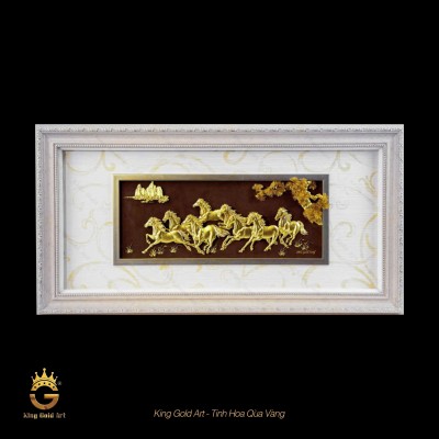 Tranh vàng mã đáo thành công dát vàng 24k