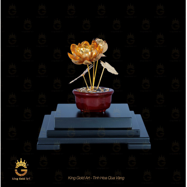 Chậu hoa sen phong thủy vàng 24k