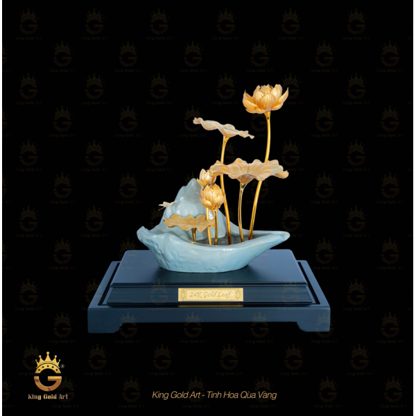 Chậu hoa sen phong thủy vàng 24k quà tặng cao cấp