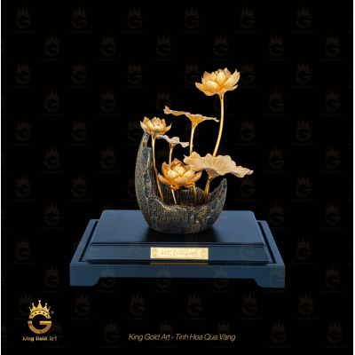 Chậu hoa sen phong thủy vàng quà tặng phái đẹp