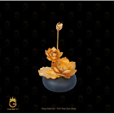 Chậu hoa sen dát vàng
