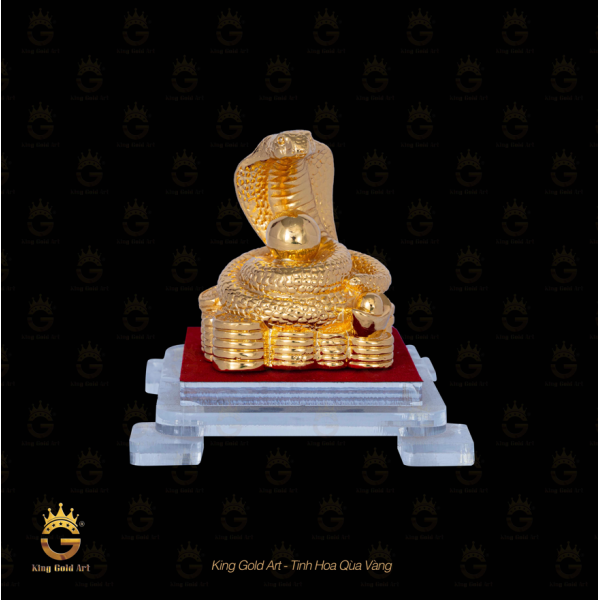Tượng Rắn Vàng ôm Châu mạ vàng 24k