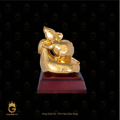 Quà tặng phong thủy tượng chuột ôm bao tiền mạ vàng
