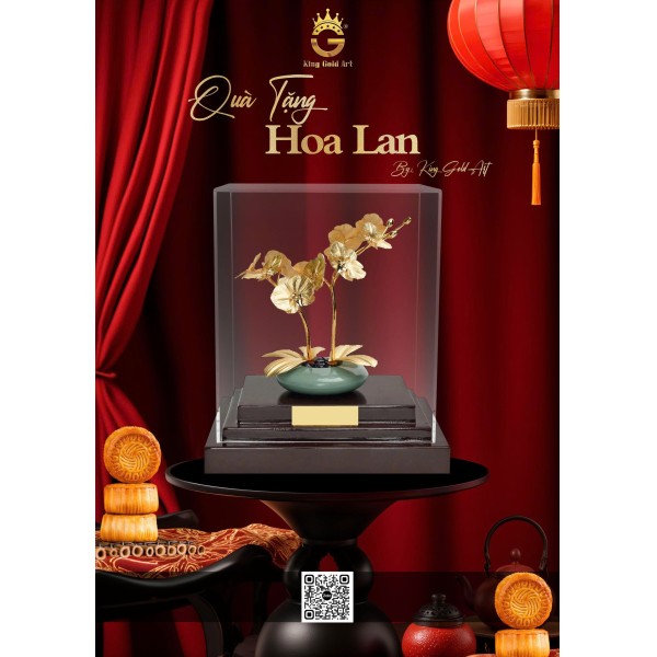 Bình Hoa Lan mạ vàng – Quà tặng vàng Trung Thu cao cấp