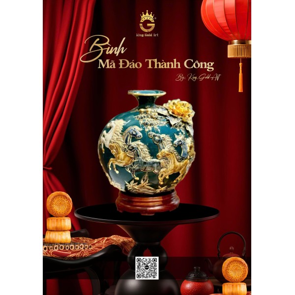 Bình gốm dát vàng Mã đáo thành công
