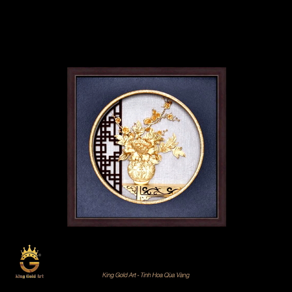 Tranh vàng: Bình hoa Cúc - Mai phú quý