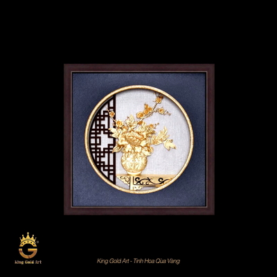 Tranh vàng: Bình hoa Cúc - Mai phú quý