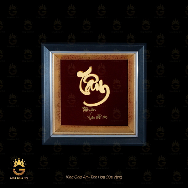 Tranh vàng chữ Tâm thư pháp
