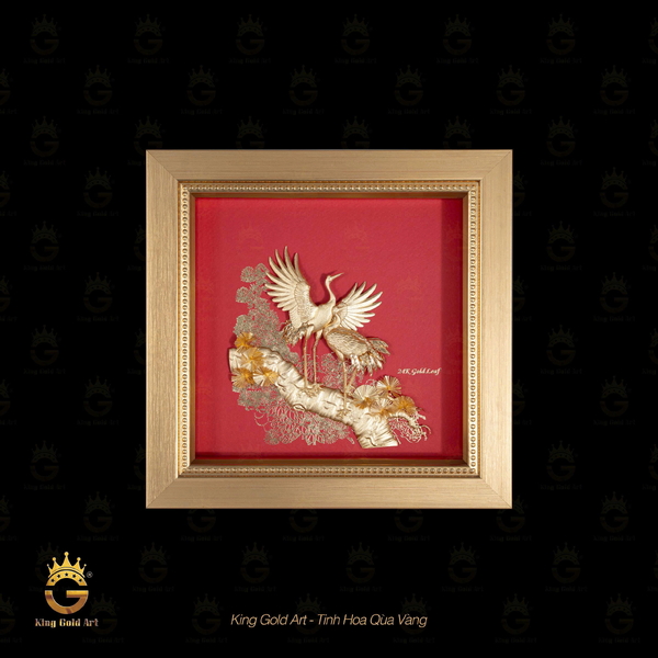 Tranh vàng phong thủy: Tùng Hạc trường xuân