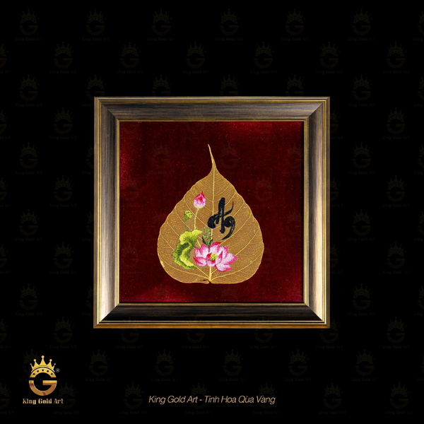Tranh vàng Lá Bồ Đề chữ An