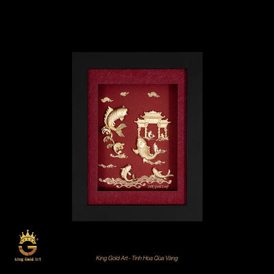 Tranh vàng: Cá chép vượt vũ môn