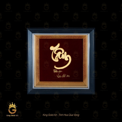 Tranh vàng chữ Tâm thư pháp