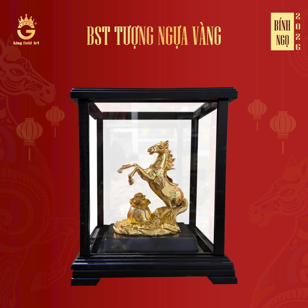 Quà tặng tượng ngựa phi nước đại mạ vàng 24k