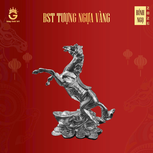 Tượng ngựa bàng bạc phú quý thịnh vượng quà tặng 2026