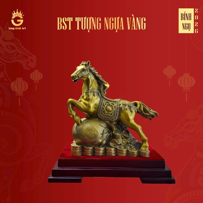 Tượng ngựa vàng tài lộc mẫu 2