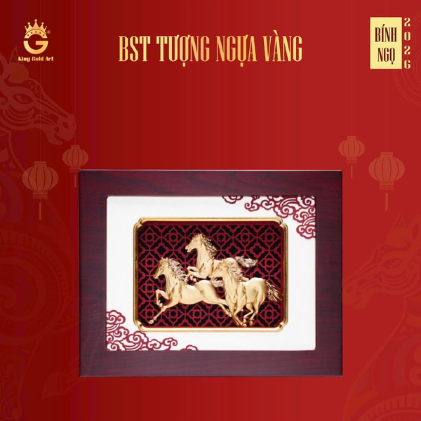 Tranh Vàng Để Bàn Tam Ngựa Phi Mã: Quà Tết 2026