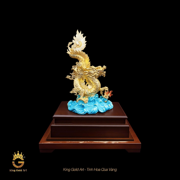 Tượng Rồng mix ngọc dát vàng