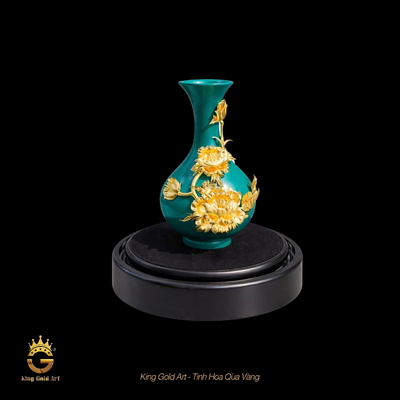 Bình Hút Lộc Gốm Xanh Dát Vàng Chế tác thủ công