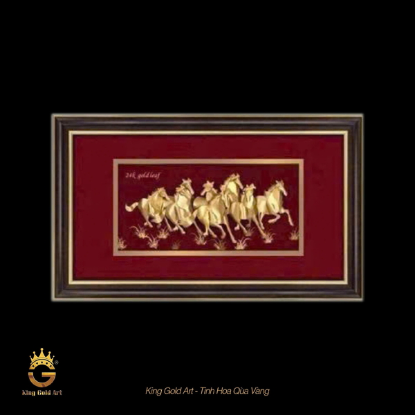 Tranh ngựa vàng tài lộc khổ lớn 60x100cm