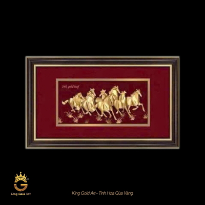 Tranh ngựa vàng tài lộc khổ lớn 60x100cm