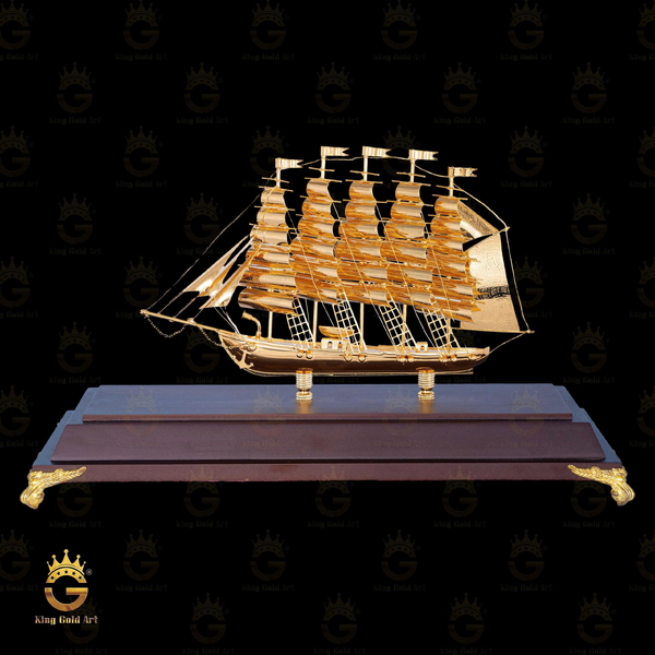Thuyền Buồm Phong Thủy Mạ Vàng - Quà Tặng Thành Công & Tài Lộc