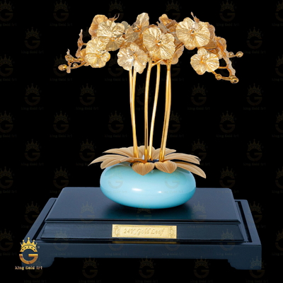 Chậu Lan Hồ Điệp Vàng 24K Bát Gốm Ngọc Cát Tường VIP