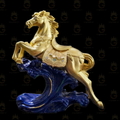 Tượng Ngựa Vàng Vượt Sóng Mix Ngọc Xanh Tinh Tế