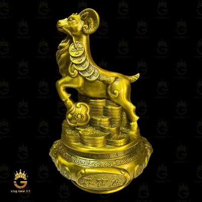 Tượng Dê Phong Thủy Bằng Đồng Ngự Hũ Tụ Bảo Tài Lộc Đầy Nhà