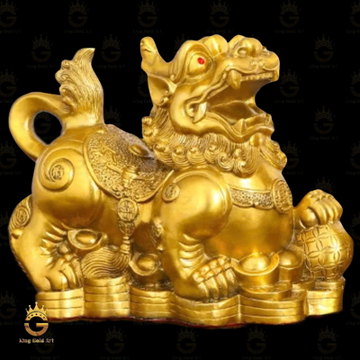Tượng Tỳ Hưu Mạ Vàng Phú Quý Ngự Kim Nguyên Bảo Đế Đồng Xu