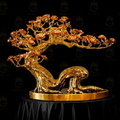Cây Đào Kỳ Lân Mạ Vàng Phong Thủy Dáng Bonsai