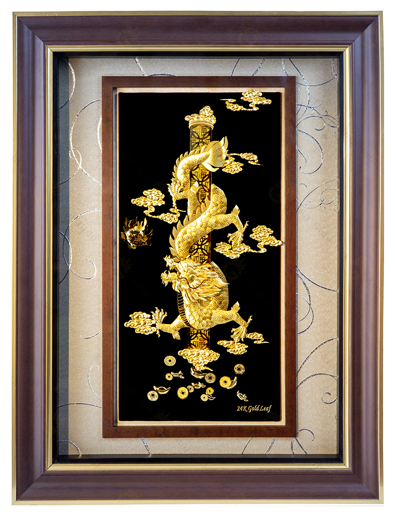 tranh rồng phú quý vàng 24k