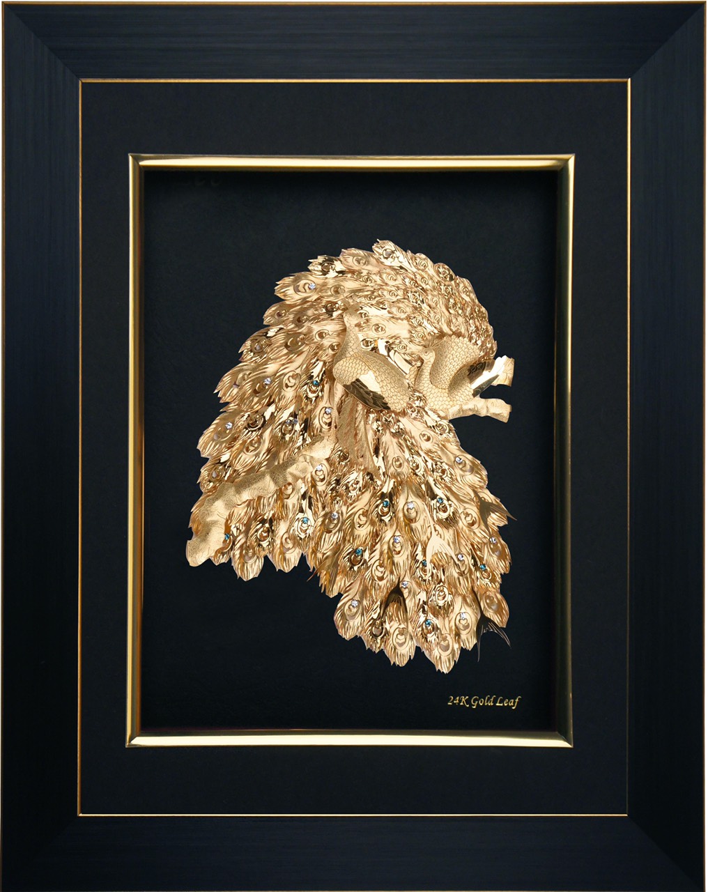 tranh đôi chim công dát vàng