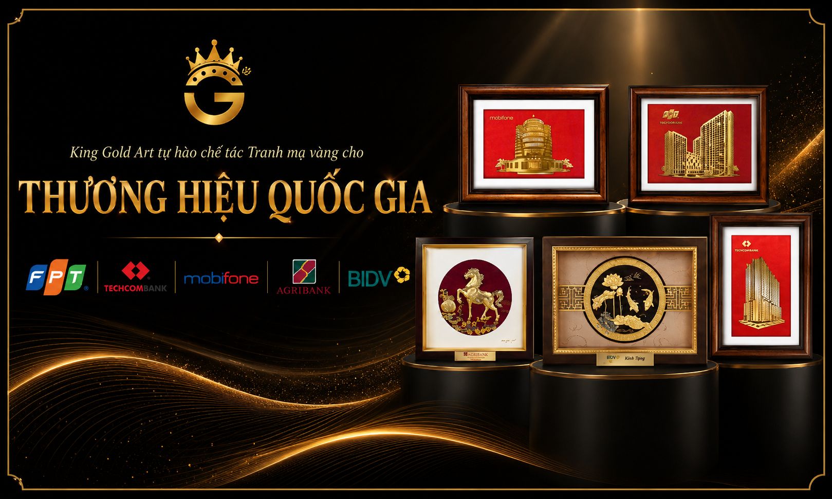 Tranh quà tặng được các doanh nghiệp đặt hàng tại King Gold Art rất nhiều