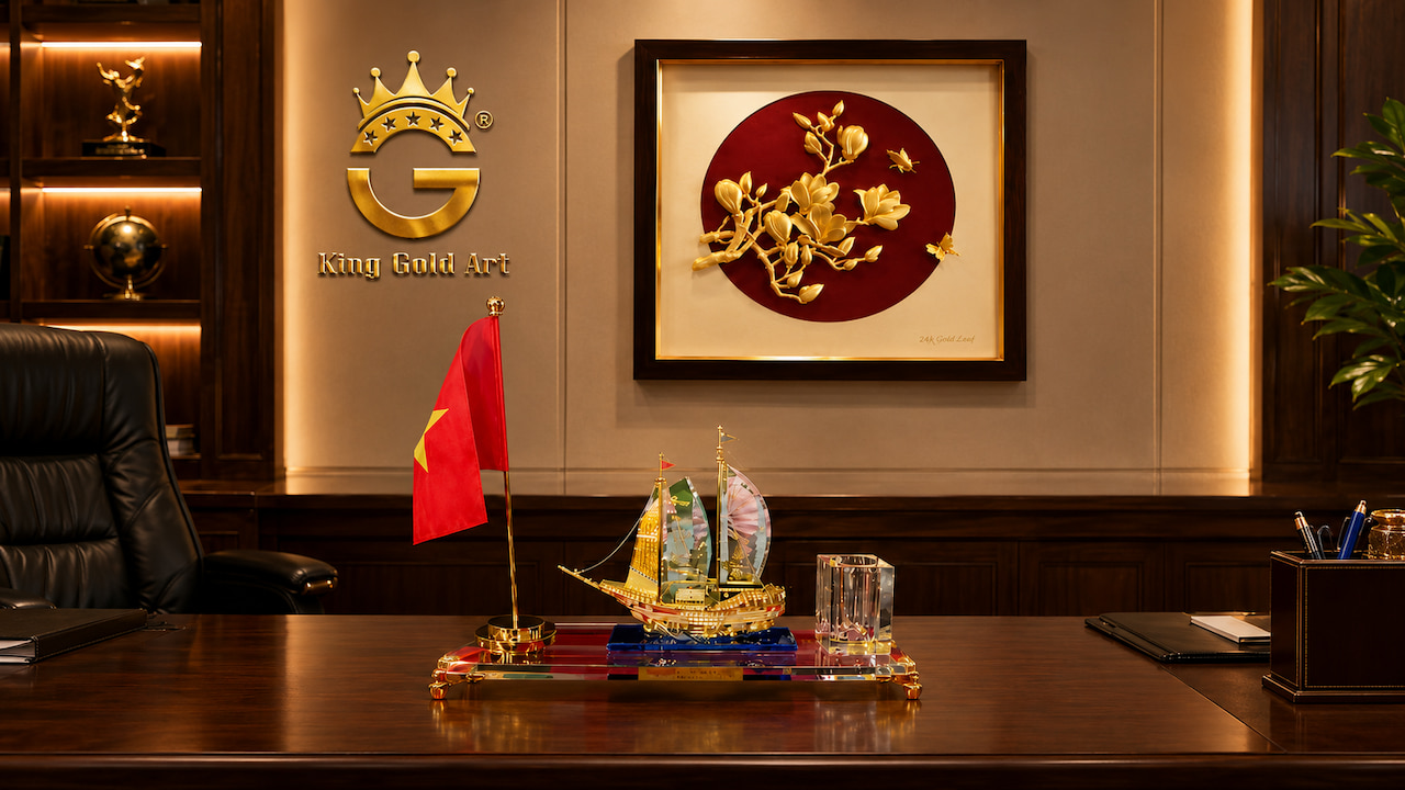 Quà tặng 8/3 đặt trong phòng khách và trên bàn làm việc