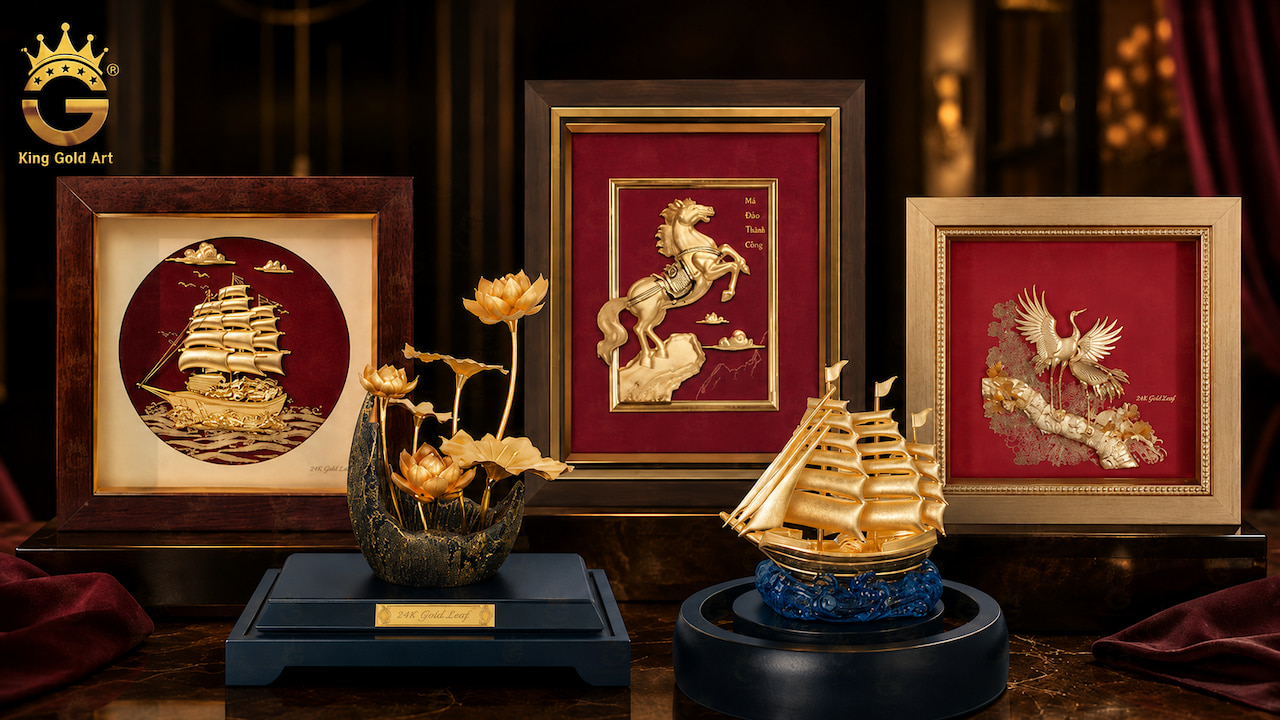 Quà tặng 8/3 mạ vàng và dát vàng tại King Gold Art