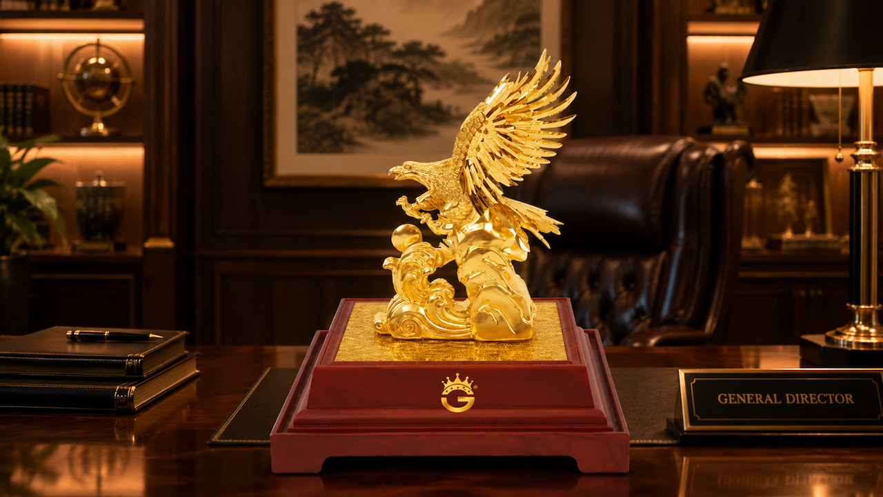 Tượng linh vật phong thủy mạ vàng 24K tại King Gold Art